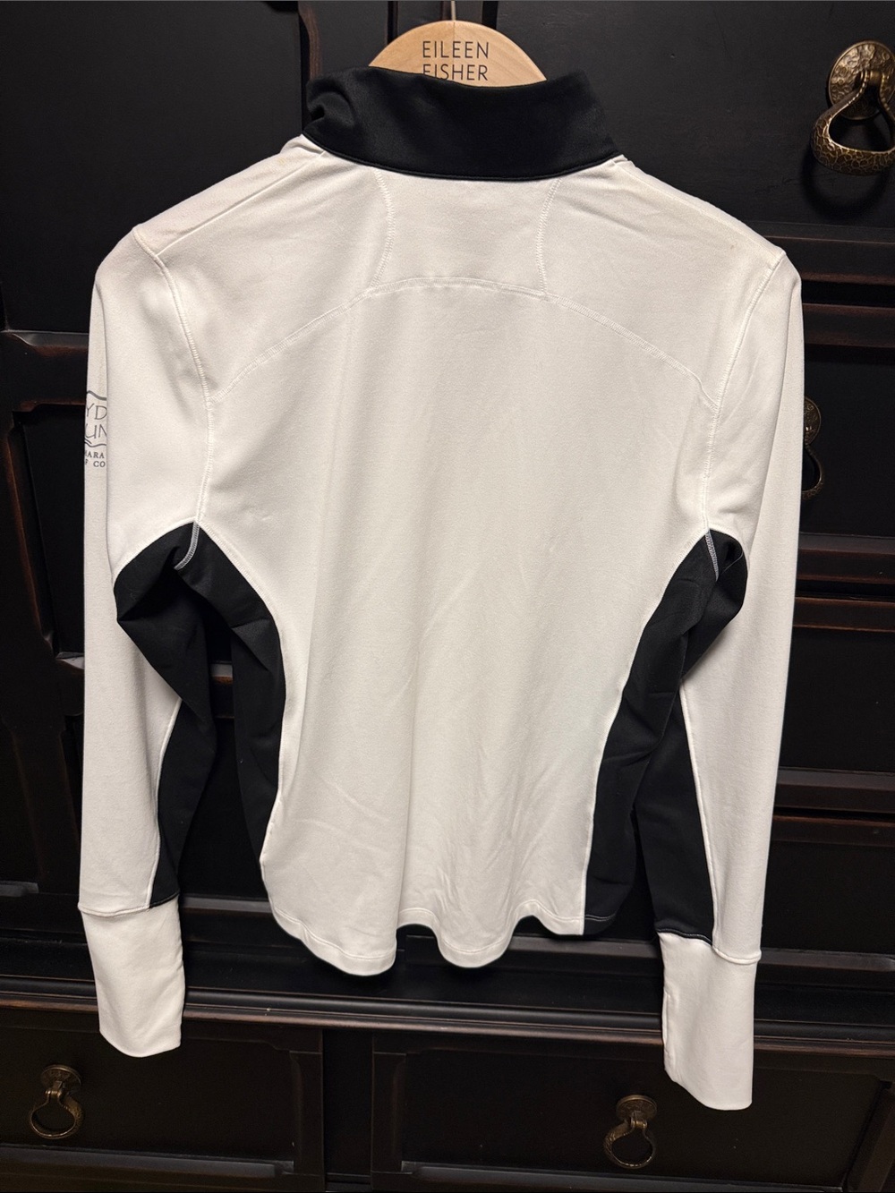 Eileen Fisher White and Black Long-Sleeve Half-Zip Top - Picture 2 of 3